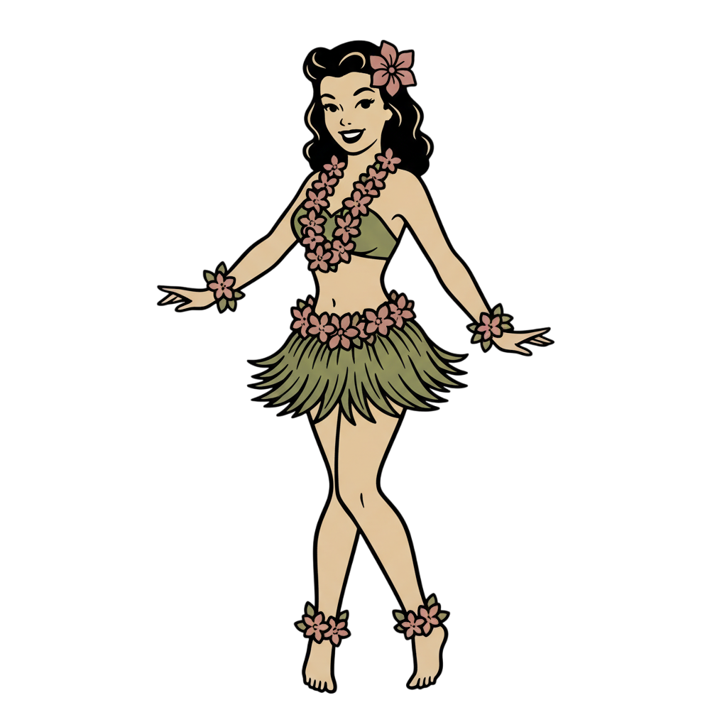 Hulu Girl Tattoo size 2:3